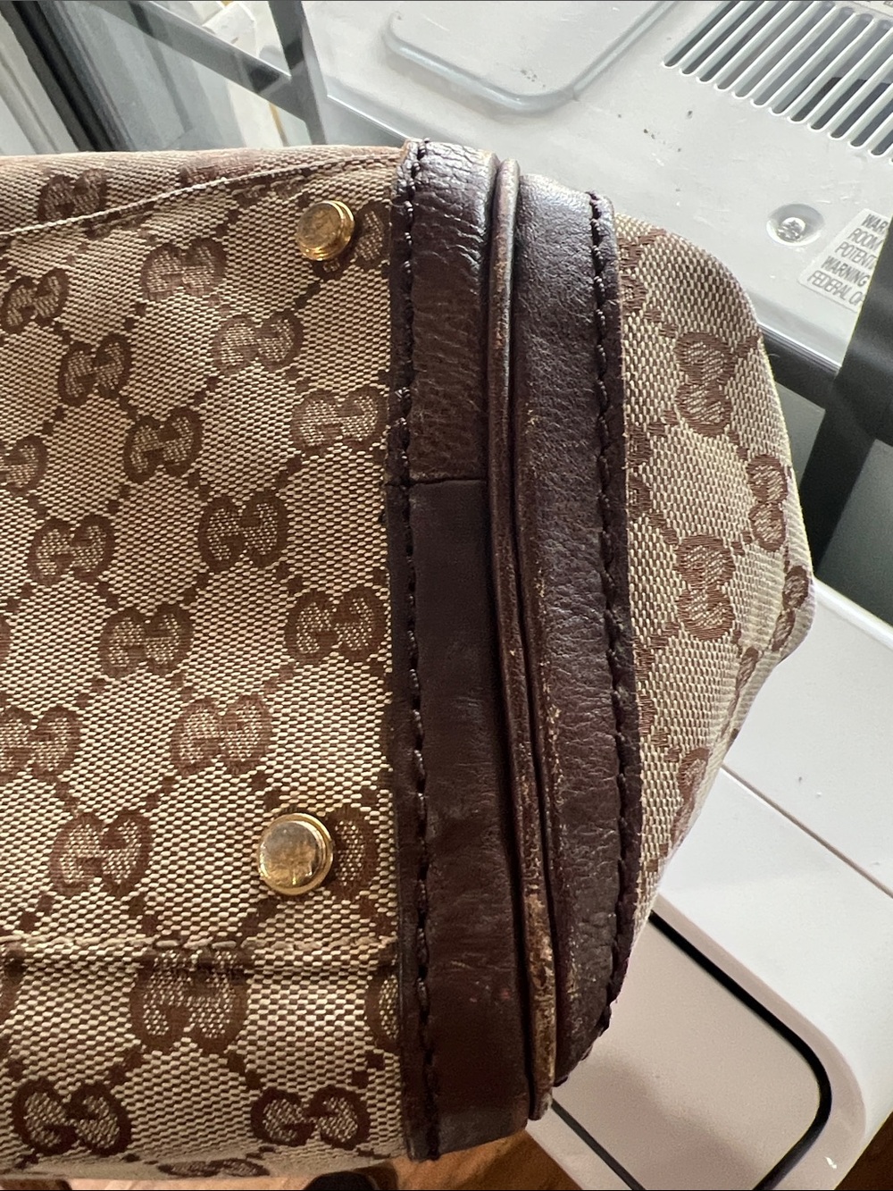 Gucci Brown GG Canvas Top-Handle Satchel with Gold Hardware - Picture 14 of 17